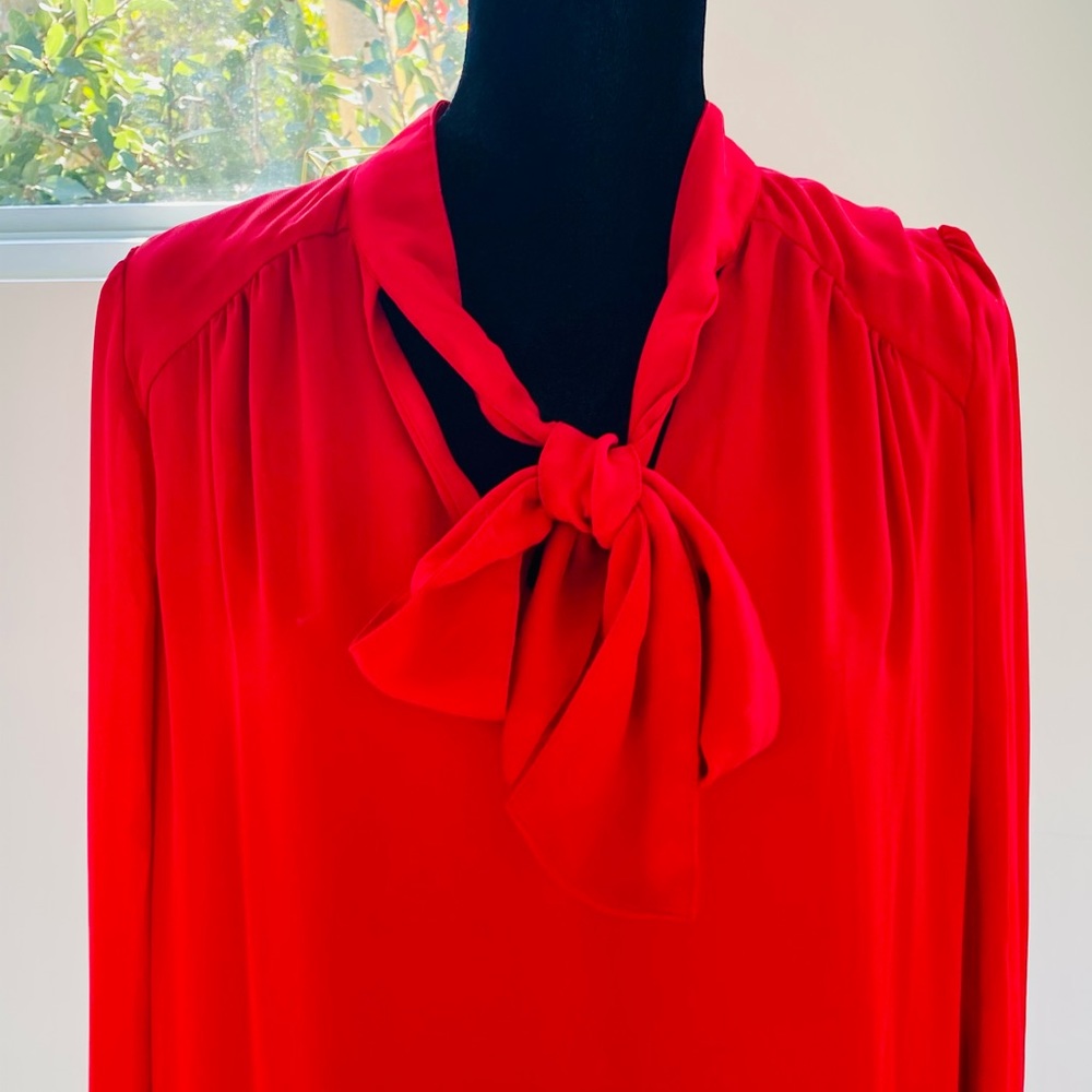Parker Red Tie-Neck dress